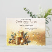金ゴールドキャンドルクリスマスパーティの招待状 招待状 (スタンド正面)