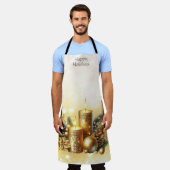 金ゴールドキャンドルクリスマスホリデーエプロン エプロン (着用した状態)