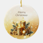 金ゴールドキャンドルクリスマスホリデーオーナメント セラミックオーナメント (裏面)