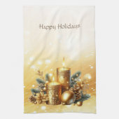 金ゴールドキャンドルクリスマスホリデーキッチンタオル キッチンタオル (縦)