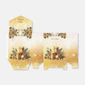 金ゴールドキャンドルクリスマスホリデーギフトボックス フェイバーボックス (折り畳みなし)