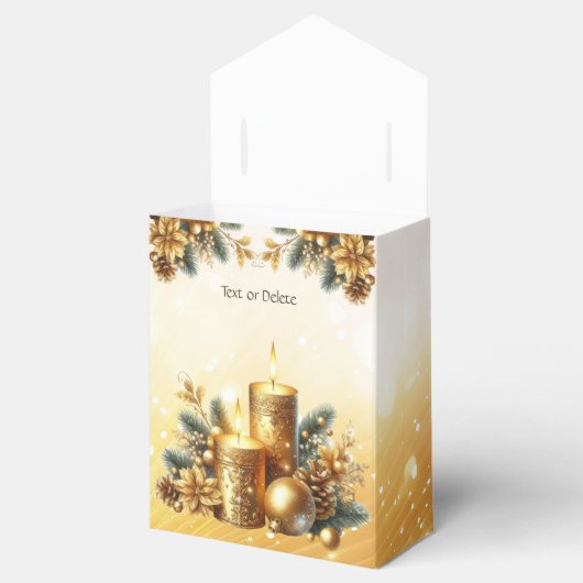 金ゴールドキャンドルクリスマスホリデーギフトボックス フェイバーボックス (オープン)