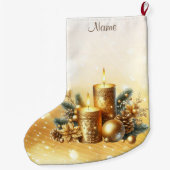 金ゴールドキャンドルクリスマスホリデーストッキング ラージクリスマスストッキング (裏面)