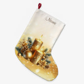 金ゴールドキャンドルクリスマスホリデーストッキング ラージクリスマスストッキング (正面 (吊り時))