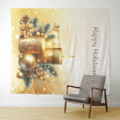 金ゴールドキャンドルクリスマスホリデーバック タペストリー (インサイチュ(横))