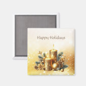 金ゴールドキャンドルクリスマスホリデーマグネット マグネット (正面/裏面)