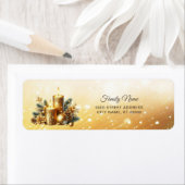 金ゴールドキャンドルクリスマスホリデー差出人住所 ラベル (インサイチュ)