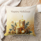 金ゴールドキャンドルクリスマスホリデー装飾用クッション クッション (ブランケット)
