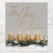 金ゴールドキャンドルパーソナライズされたクリスマスワインラベル ワインラベル (シングルラベル)