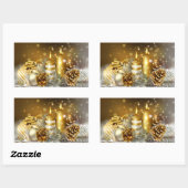 金ゴールドキャンドルメリークリスマスホリデー 長方形シール (シート)