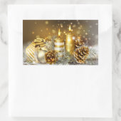 金ゴールドキャンドルメリークリスマスホリデー 長方形シール (バッグ)