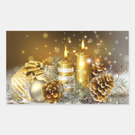 金ゴールドキャンドルメリークリスマスホリデー 長方形シール