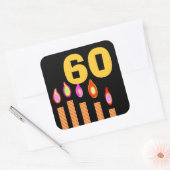 金ゴールドキャンドル60誕生日 スクエアシール (封筒)
