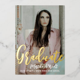 金ゴールドキュラースオーバーレイ |写真卒業パーティー 箔招待状