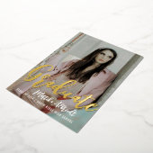 金ゴールドキュラースオーバーレイ |写真卒業パーティー 箔招待状 (回転した状態)