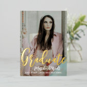 金ゴールドキュラースオーバーレイ |写真卒業パーティー 箔招待状 (立ち正面)