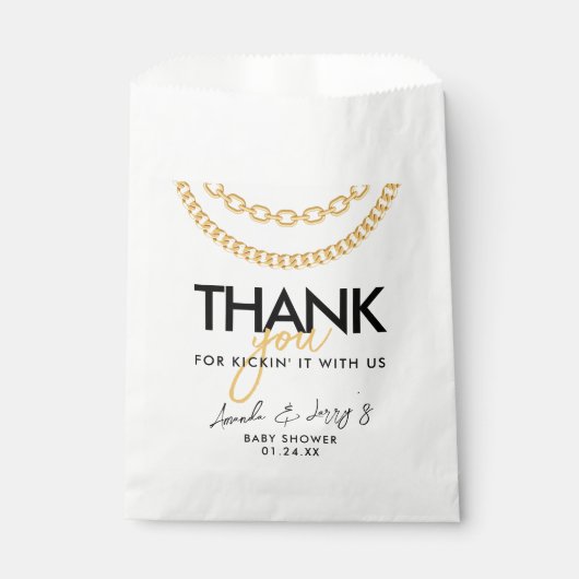 金ゴールドキューバリンクチェーンヒップホップベビーシャワー フェイバーバッグ (正面)