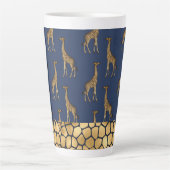 金ゴールドキラエレガントフネイビーブルーシックスタイリッシュ カフェラテマグ (正面)