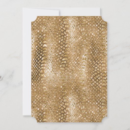 金ゴールドキラキラしたスネークスキン動物の釉薬 招待状 (裏面)