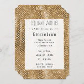 金ゴールドキラキラしたスネークスキン動物の釉薬 招待状 (正面/裏面)