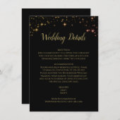 金ゴールドキラキラと星のブラック結婚詳細 エンクロージャーカード (正面/裏面)