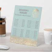 金ゴールドキラキラのカップケーキのベーカリーの価格表 台座サイン (インサイチュ)