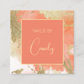 金ゴールドキラキラのパステル水色洗浄QRcode スクエア名刺 (正面)