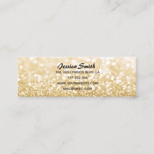 金ゴールドキラキラエレガントのシックまつ毛と眉 スキニー名刺 (裏面)