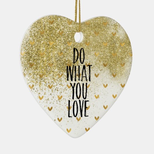 金ゴールドキラキラハートが好きなことをする セラミックオーナメント (右)