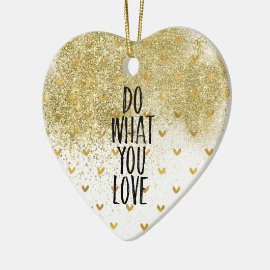 金ゴールドキラキラハートが好きなことをする セラミックオーナメント (左)