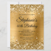 金ゴールドキラキラファンシーのフォイル・モノグラム40歳の誕生日 招待状 (正面)
