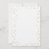 金ゴールドキラキラ小さな星のジェンダーが赤ちゃんのシャワーを明らかにする 招待状 (裏面)
