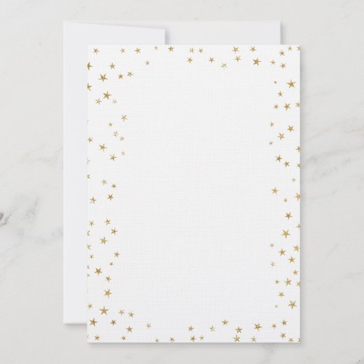 金ゴールドキラキラ小さな星のジェンダーが赤ちゃんのシャワーを明らかにする 招待状 (裏面)