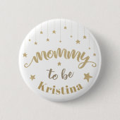 金ゴールドキラキラ小さな星の赤ちゃんシャワーママになる 缶バッジ (正面)