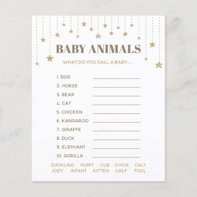 金ゴールドキラキラ小さな星シャワーベビーアニマルゲーム (正面)