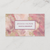 金ゴールドキラキラ抽象芸術パステル水色洗仏水 名刺 (正面)