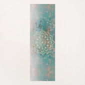 金ゴールドキラキラ星マンダラオンティール（緑がかった色） ヨガマット (正面)