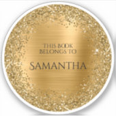 金ゴールドキラキラ箔この本は円に属する シール (正面)