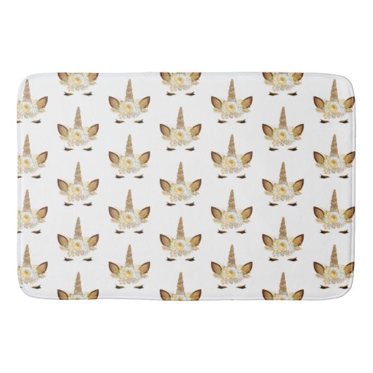 金ゴールドキラキラ輝くユニコーン バスマット (正面)