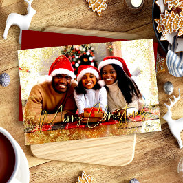 金ゴールドキラキラ雪の赤いメリークリスマス シーズンカード