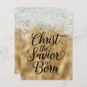 金ゴールドキリスト救世主クリスチャン・クリスマス エンクロージャーカード (正面/裏面)