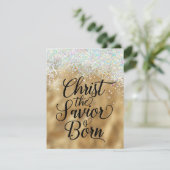 金ゴールドキリスト救世主クリスチャン・クリスマス エンクロージャーカード (スタンド正面)