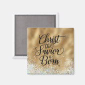 金ゴールドキリスト救世主クリスチャン・クリスマス マグネット (正面/裏面)