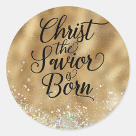 金ゴールドキリスト救世主クリスチャン・クリスマス ラウンドシール