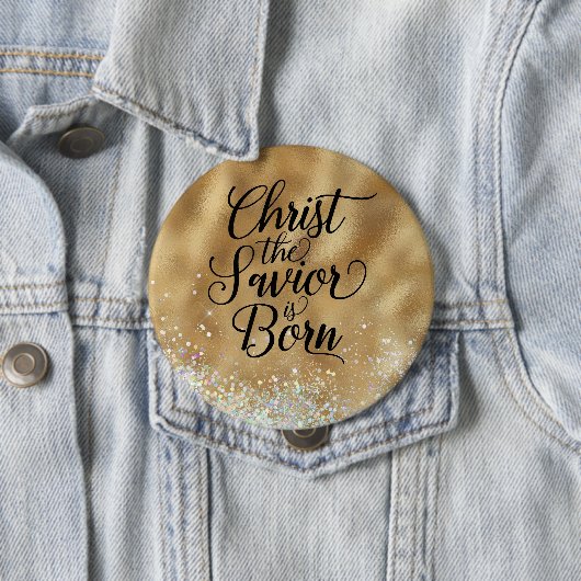金ゴールドキリスト救世主クリスチャン・クリスマス 缶バッジ (インサイチュ)