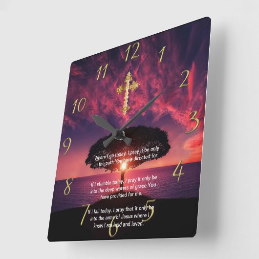 金ゴールドキリスト教の信仰は私が今日行く所と交わる スクエア壁時計 (傾斜)