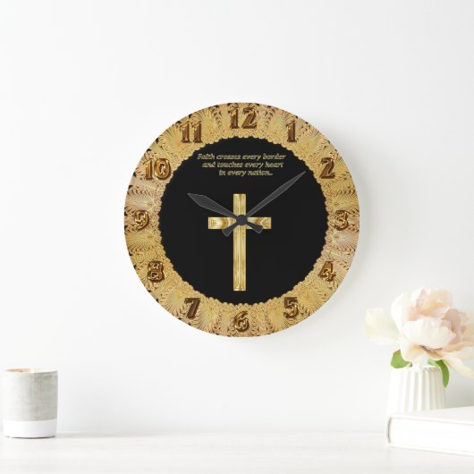 金ゴールドキリスト教信仰とおもしろいことわざ2 ラージ壁時計 (ホーム)