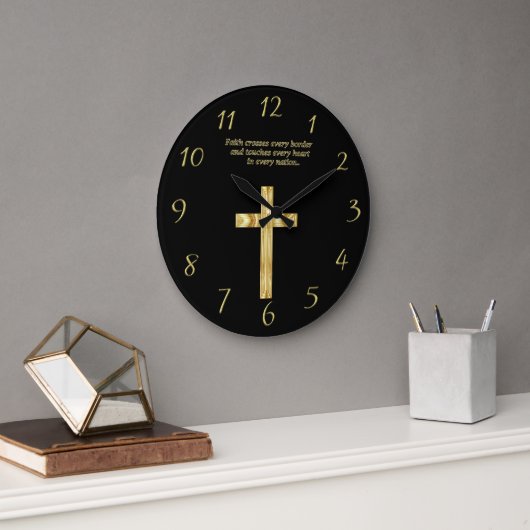 金ゴールドキリスト教信仰とおもしろいことわざ3 ラージ壁時計 (オフィス)
