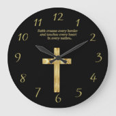 金ゴールドキリスト教信仰とおもしろいことわざ3 ラージ壁時計 (正面)