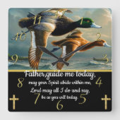 金ゴールドキリスト教信仰はアヒルと交わる スクエア壁時計 (正面)